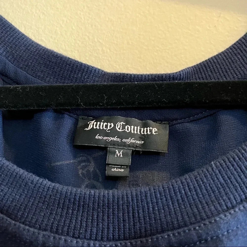 Juicy Couture Womens Navy Sheer Back Chains Long Sleeve Sweatshirt Shirt Top M - Picture 3 of 10